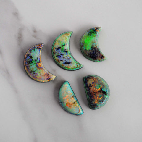 Monarch Opal crescent and half moons cabochons
