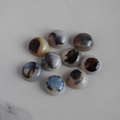 Dendrite agate cabochons 15mm rounds (lot C)