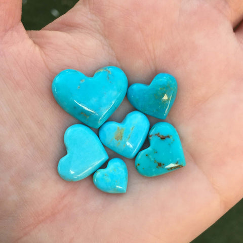 Kingman turquoise heart cabochons