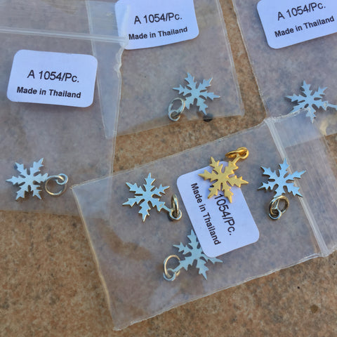 Sterling silver and gold filled snowflake charms/pendants