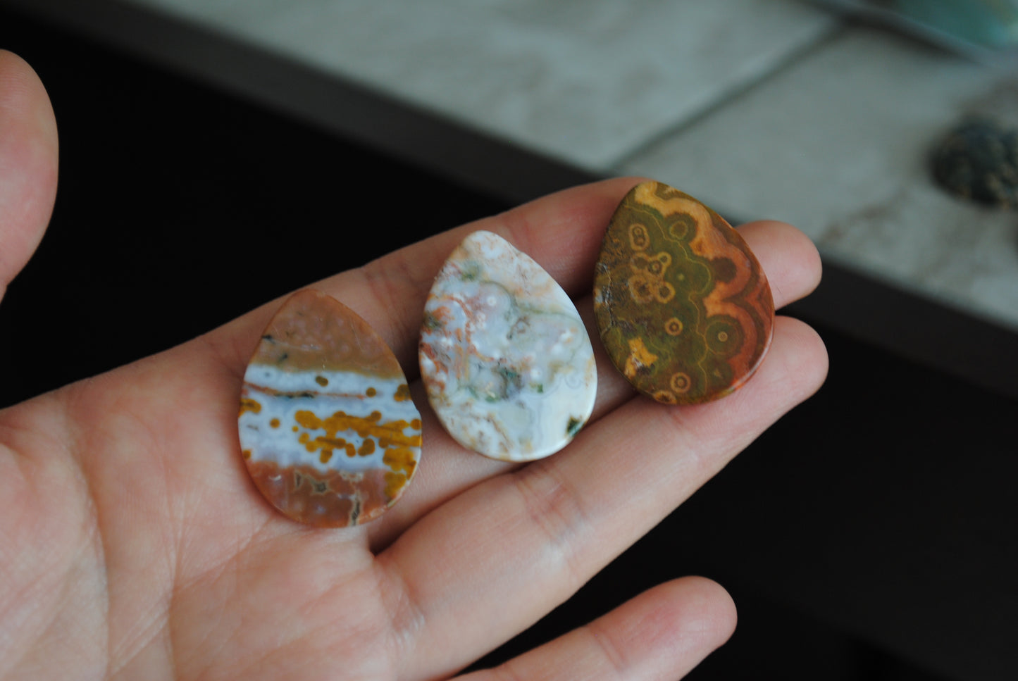 Ocean Jasper 30x22mm drop cabochons