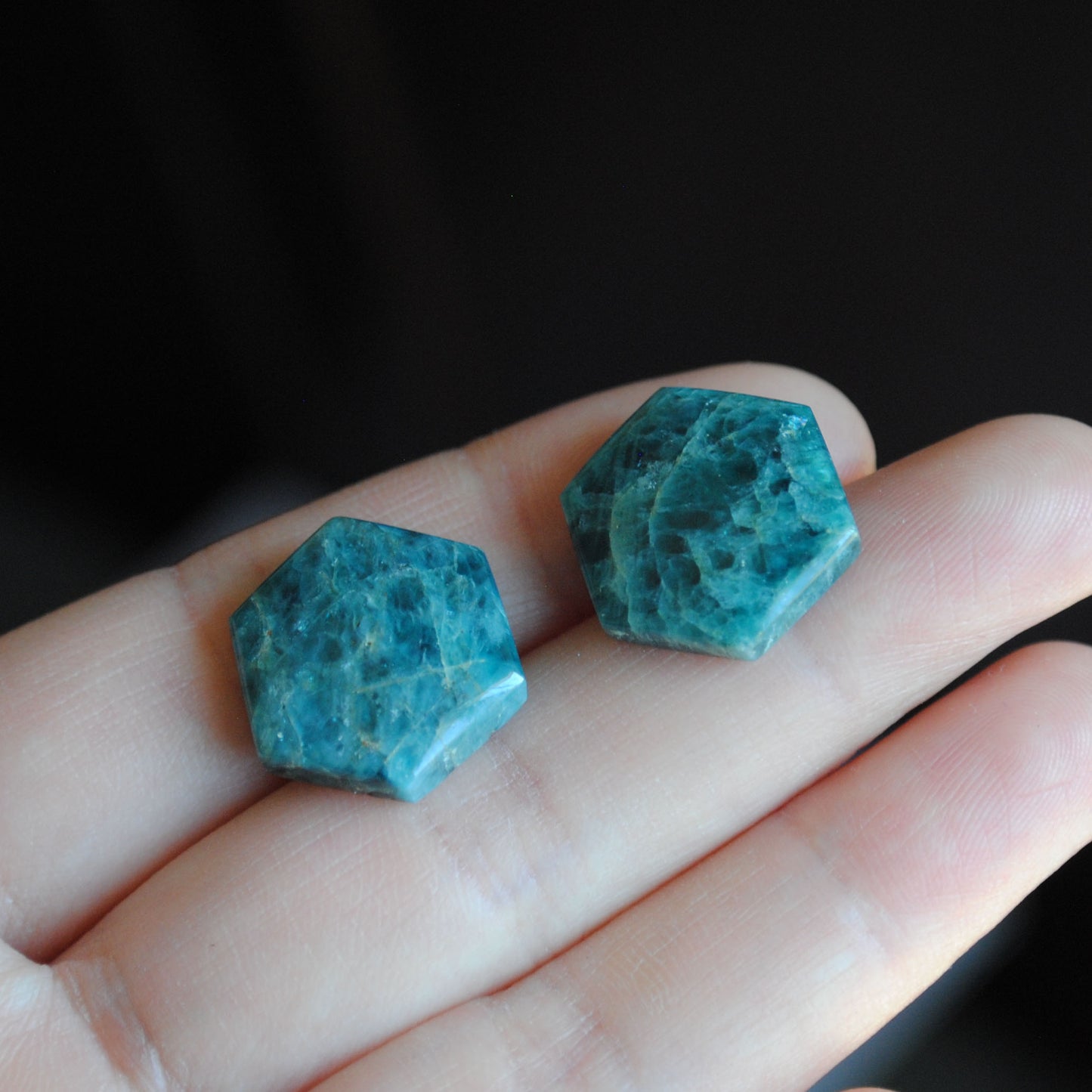 Apatite hexagon cabochons
