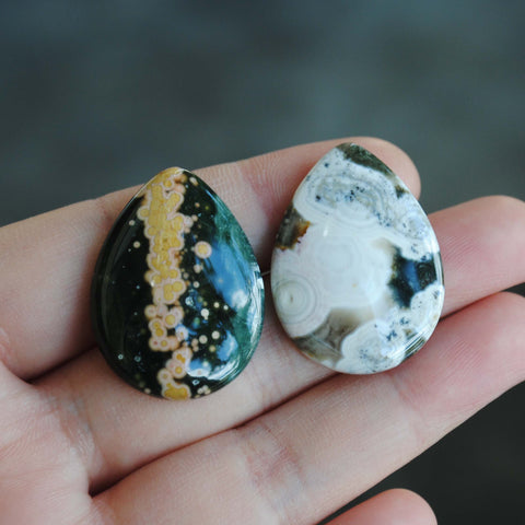 30 x 22mm drop Ocean Jasper cabs