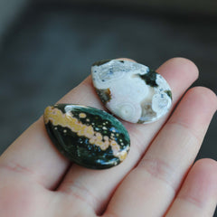 30 x 22mm drop Ocean Jasper cabs
