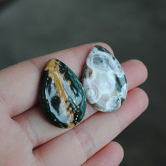 30 x 22mm drop Ocean Jasper cabs