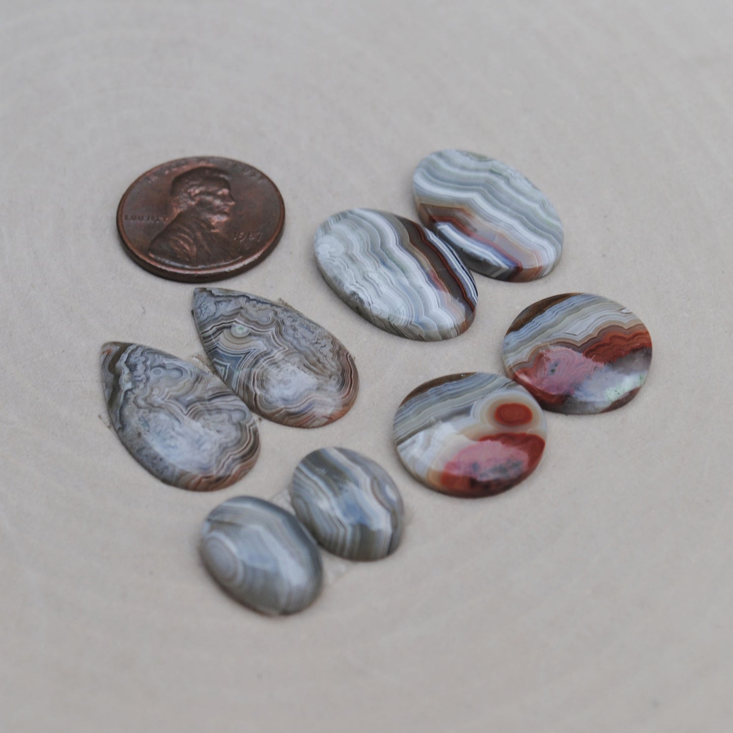 Crazy Lace Agate Pair Cabs