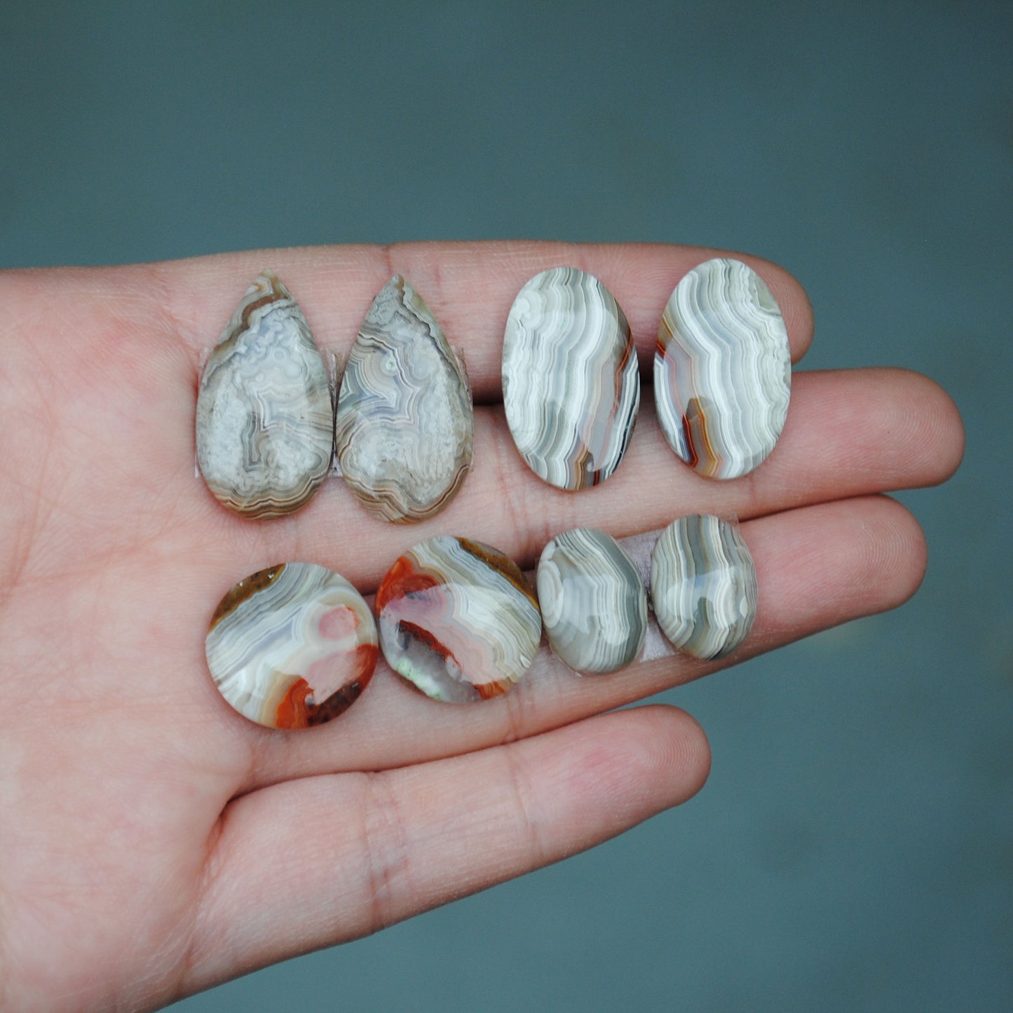 Crazy Lace Agate Pair Cabs