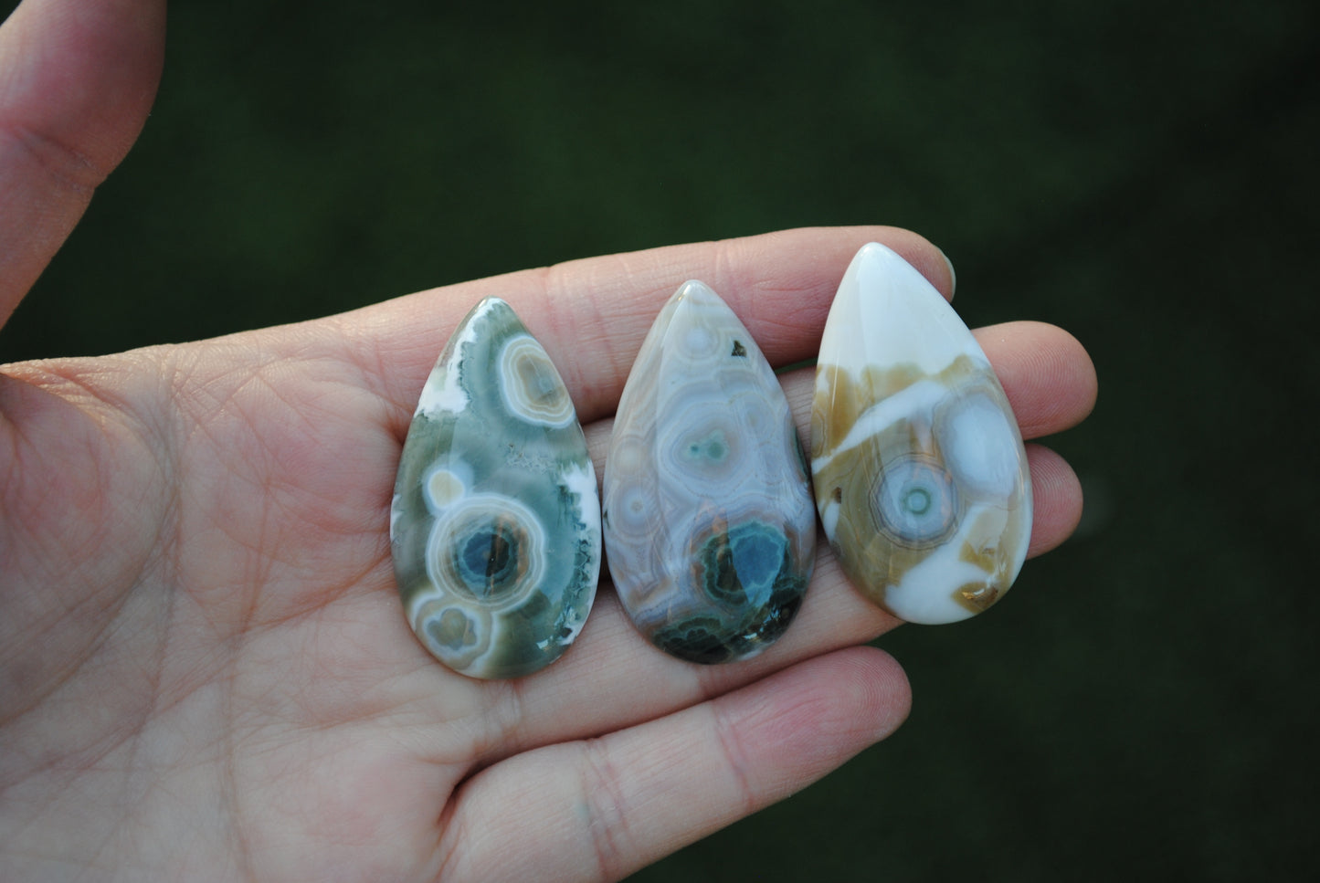 40 x 22mm drop Ocean Jasper cabochons