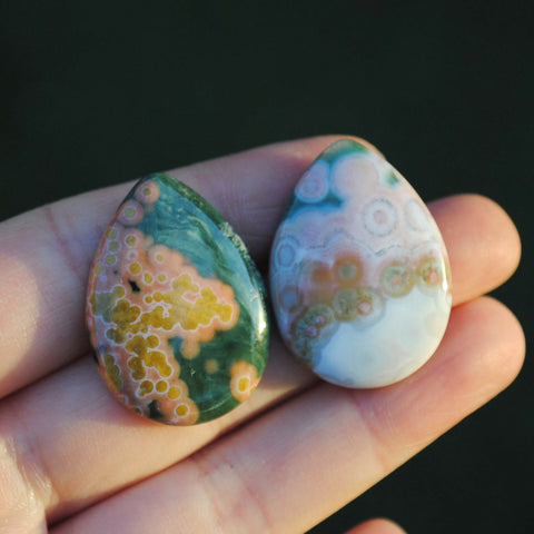 Ocean Jasper 30x22mm drop cabochons