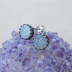 RESERVED: White Druzy Studs