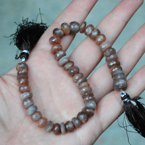 Peach moonstone faceted beads