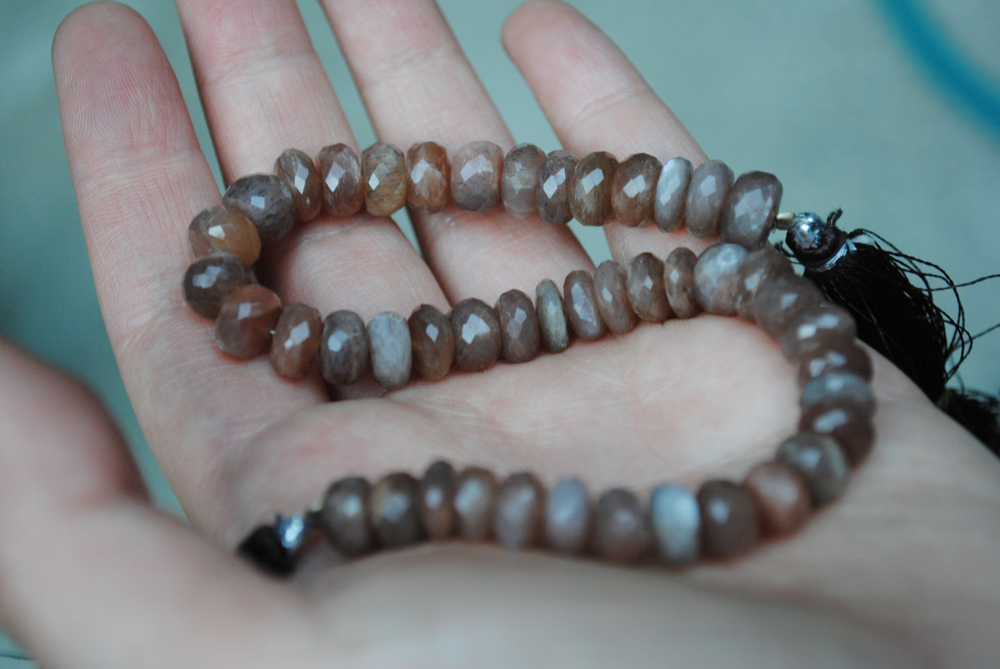 Peach moonstone faceted beads