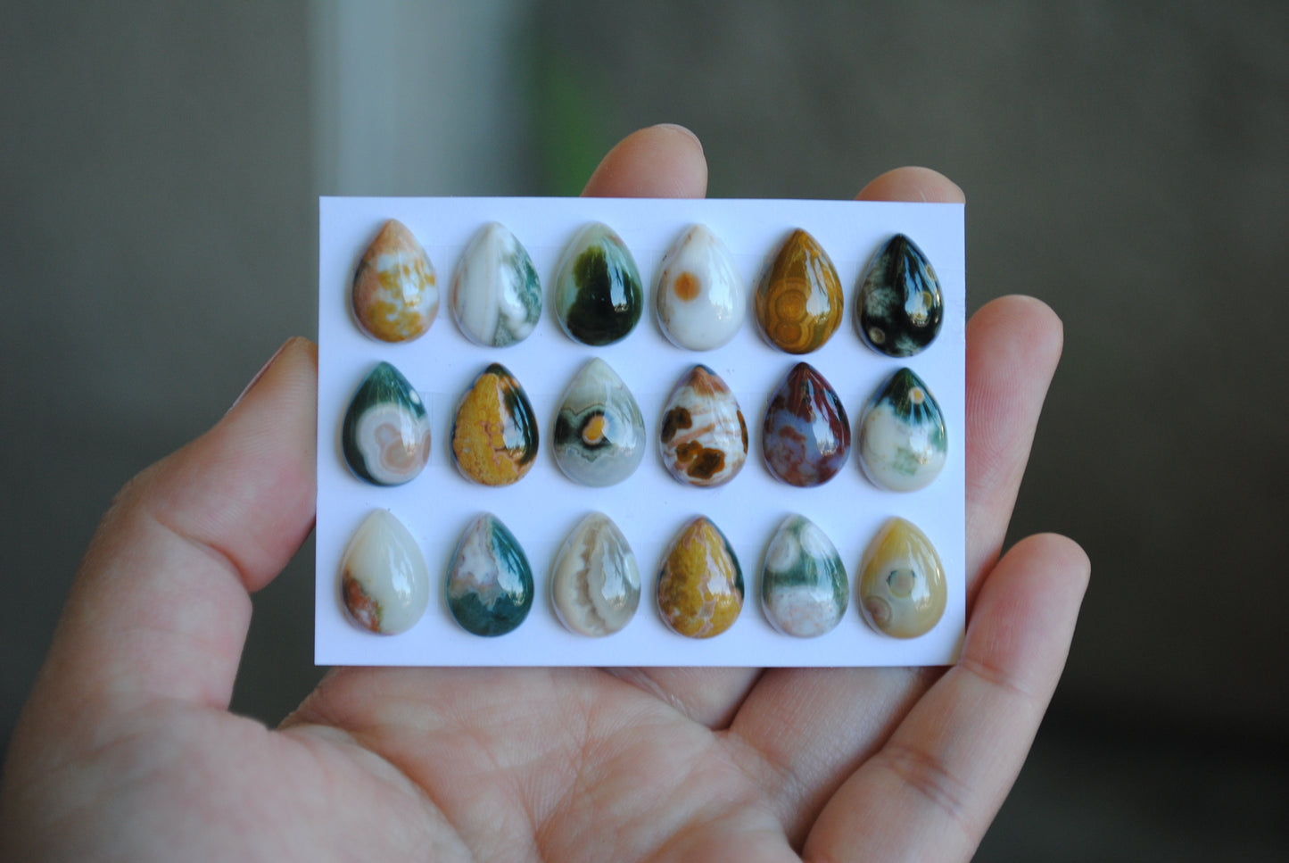Small Drop Ocean Jasper cabochons