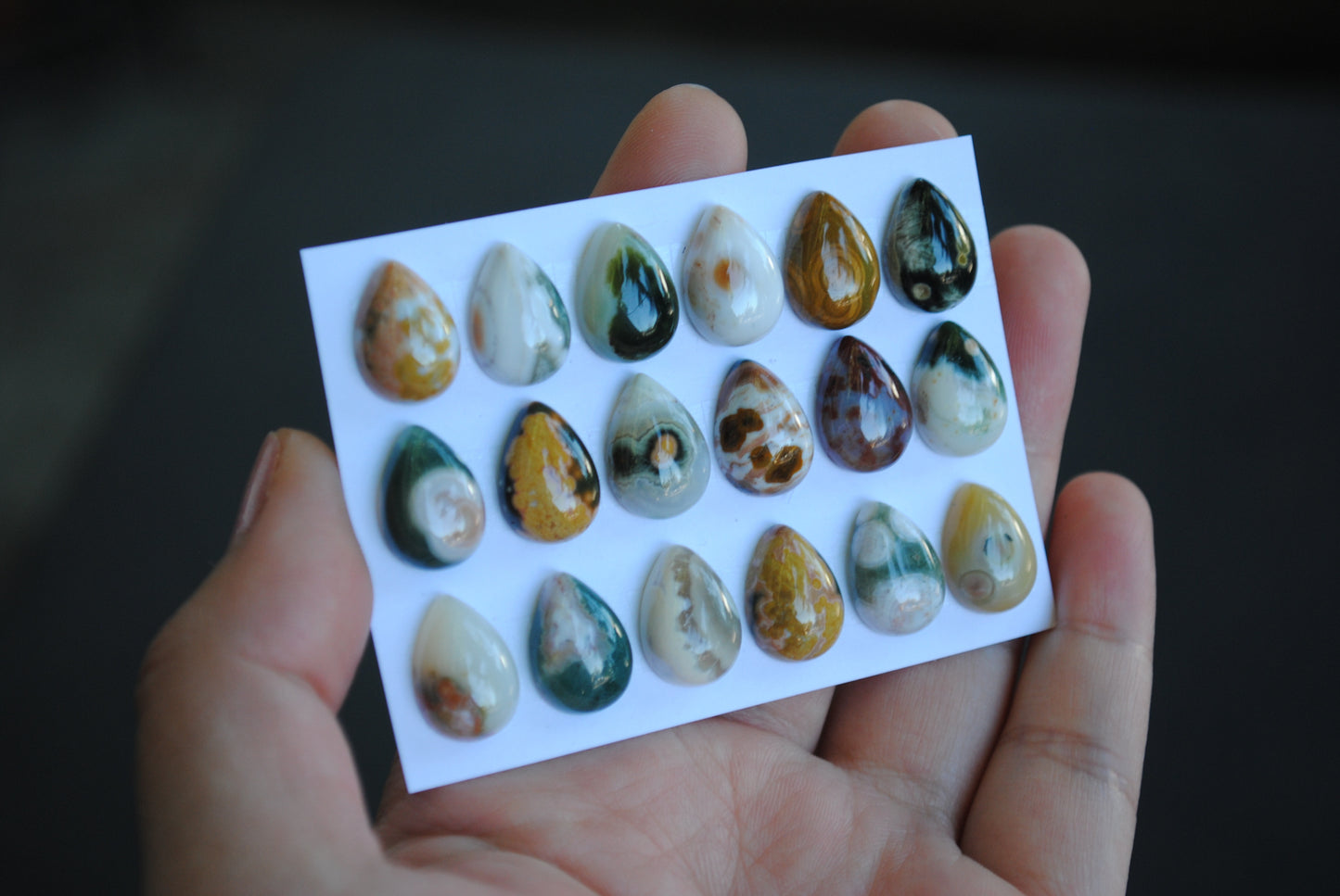Small Drop Ocean Jasper cabochons