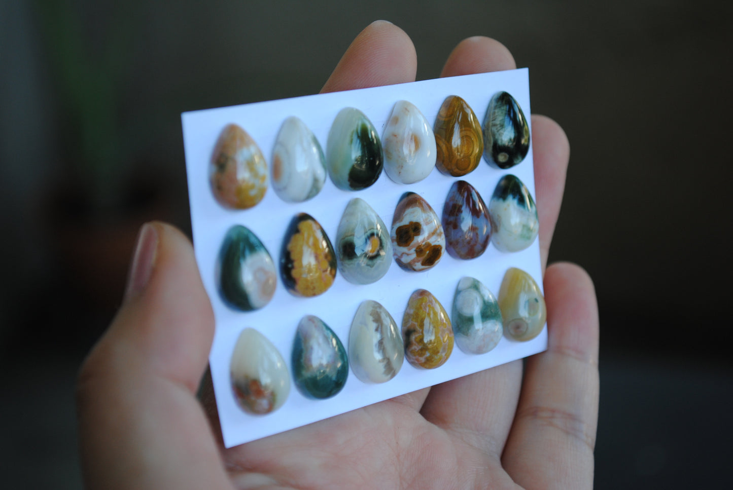 Small Drop Ocean Jasper cabochons