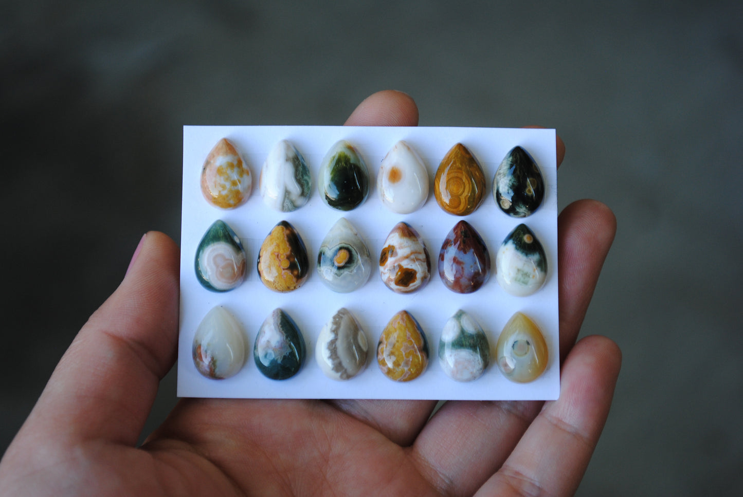 Small Drop Ocean Jasper cabochons