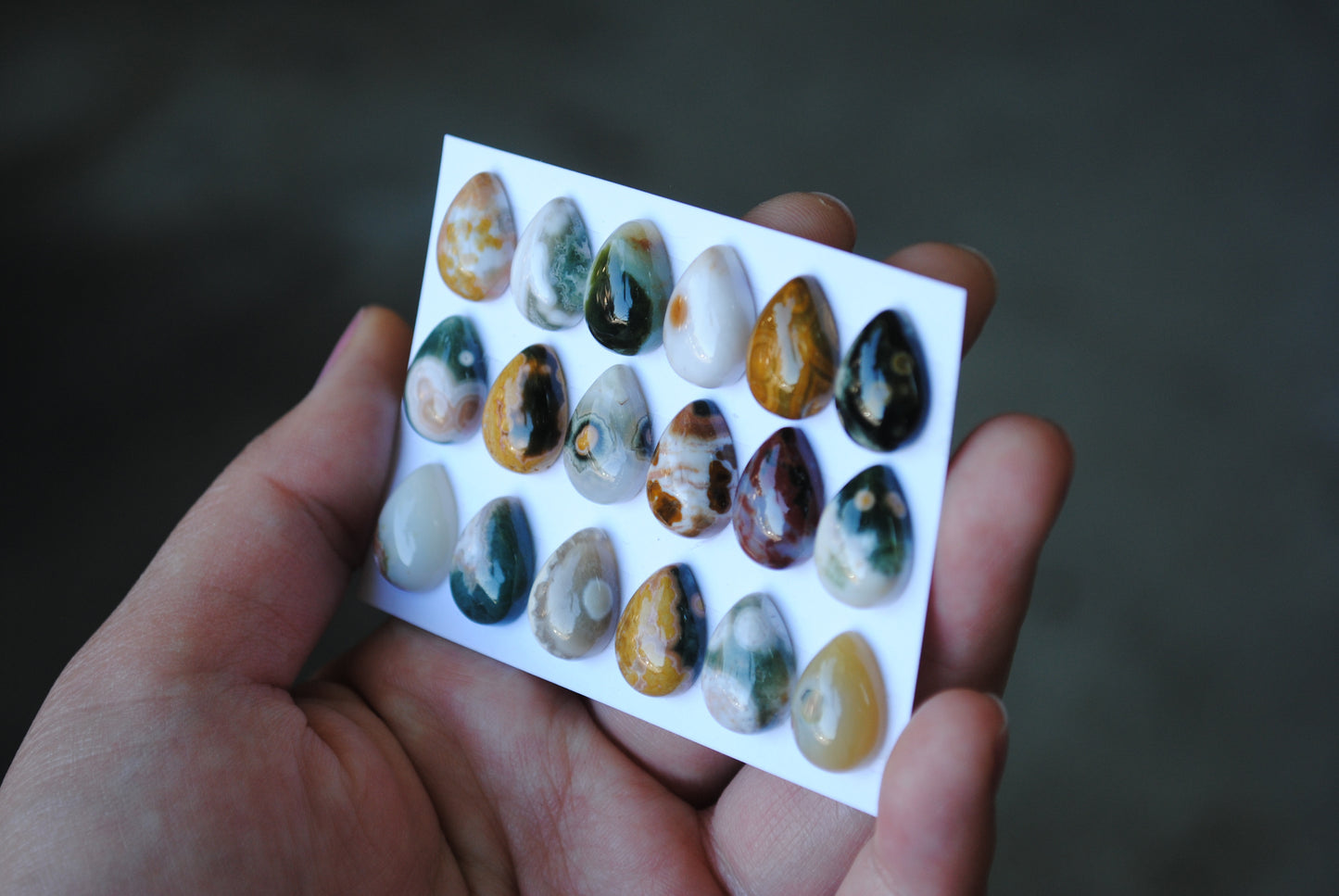 Small Drop Ocean Jasper cabochons