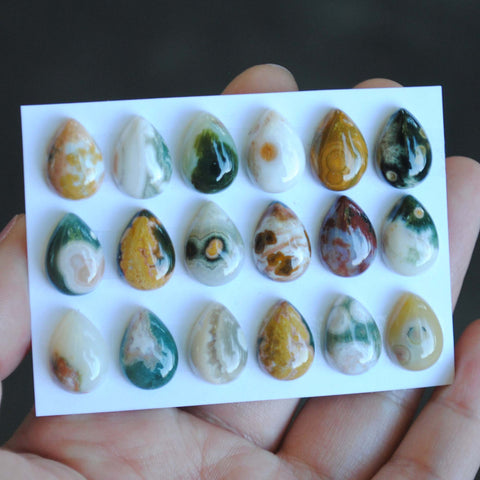 Small Drop Ocean Jasper cabochons