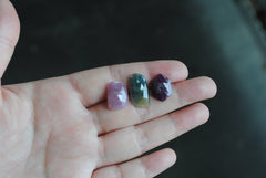 Faceted sapphire and ruby cabochons