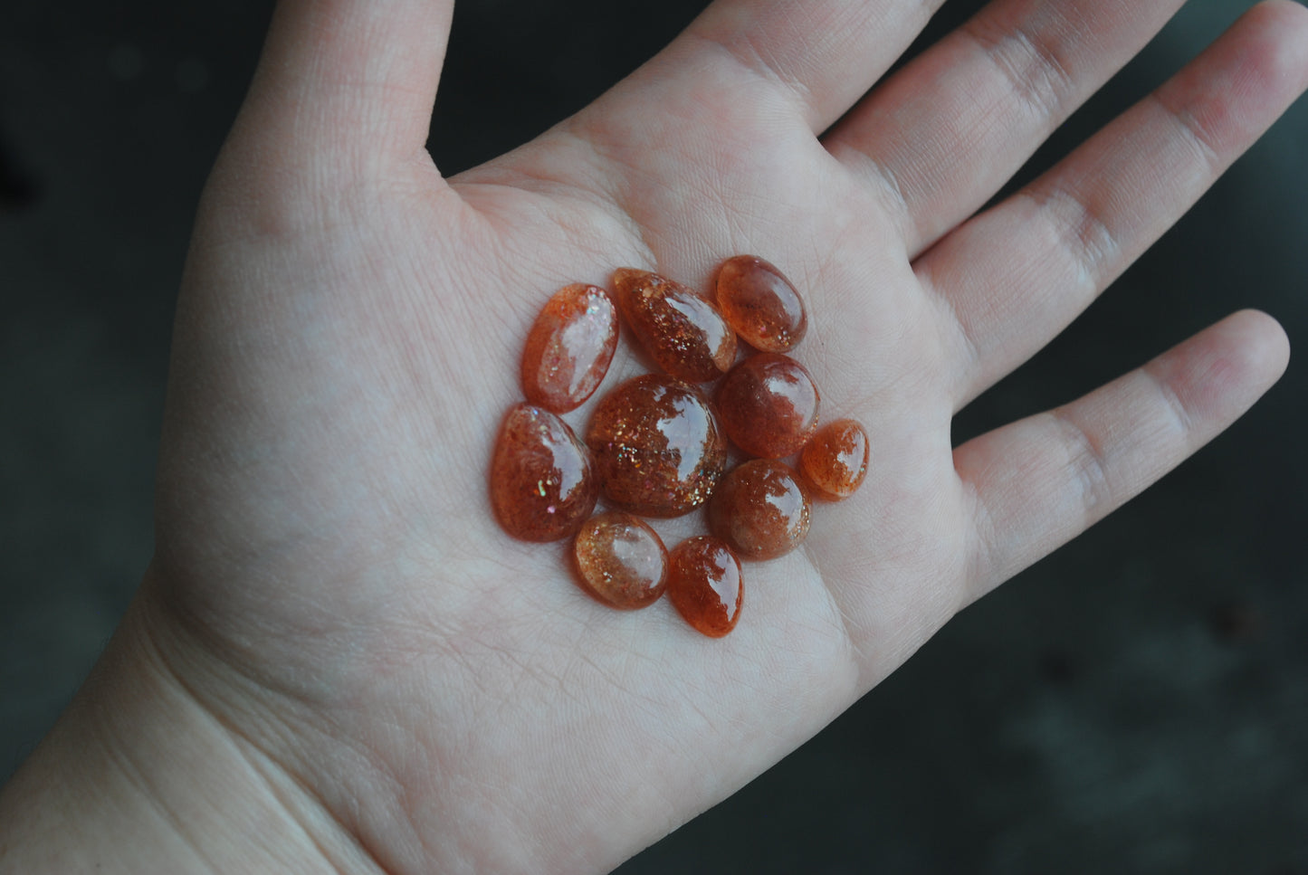 Sunstone cabochons (lot 18)