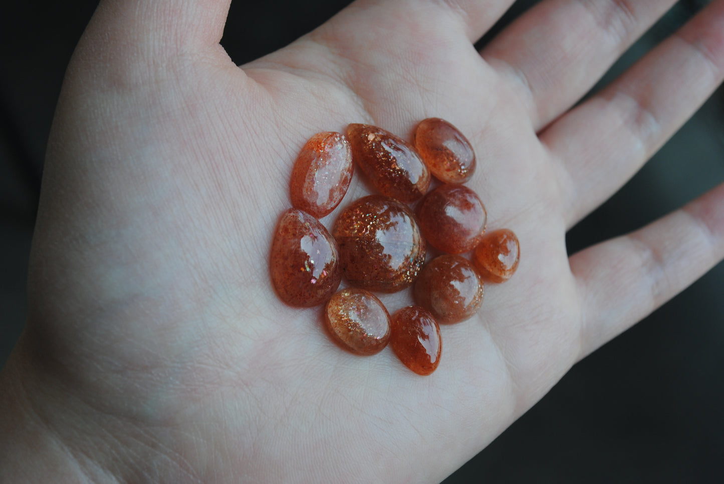 Sunstone cabochons (lot 18)