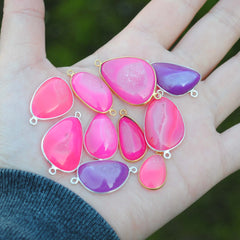 Dyed druzy connectors/pendants