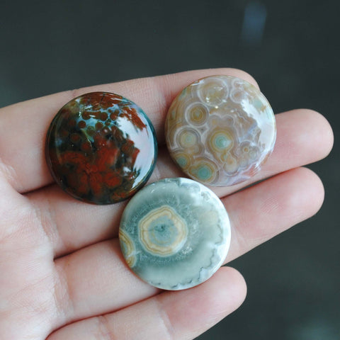 25mm round Ocean Jasper cabs