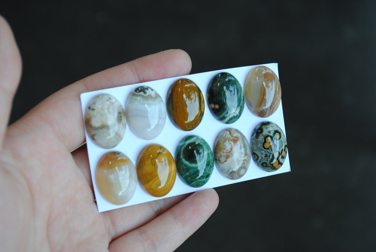 Oval Ocean Jasper cabochons