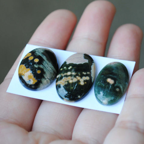 Oval Ocean Jasper cabochons