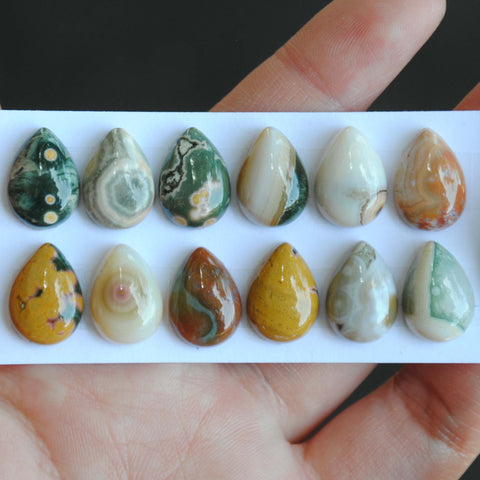 Small Drop Ocean Jasper cabochons