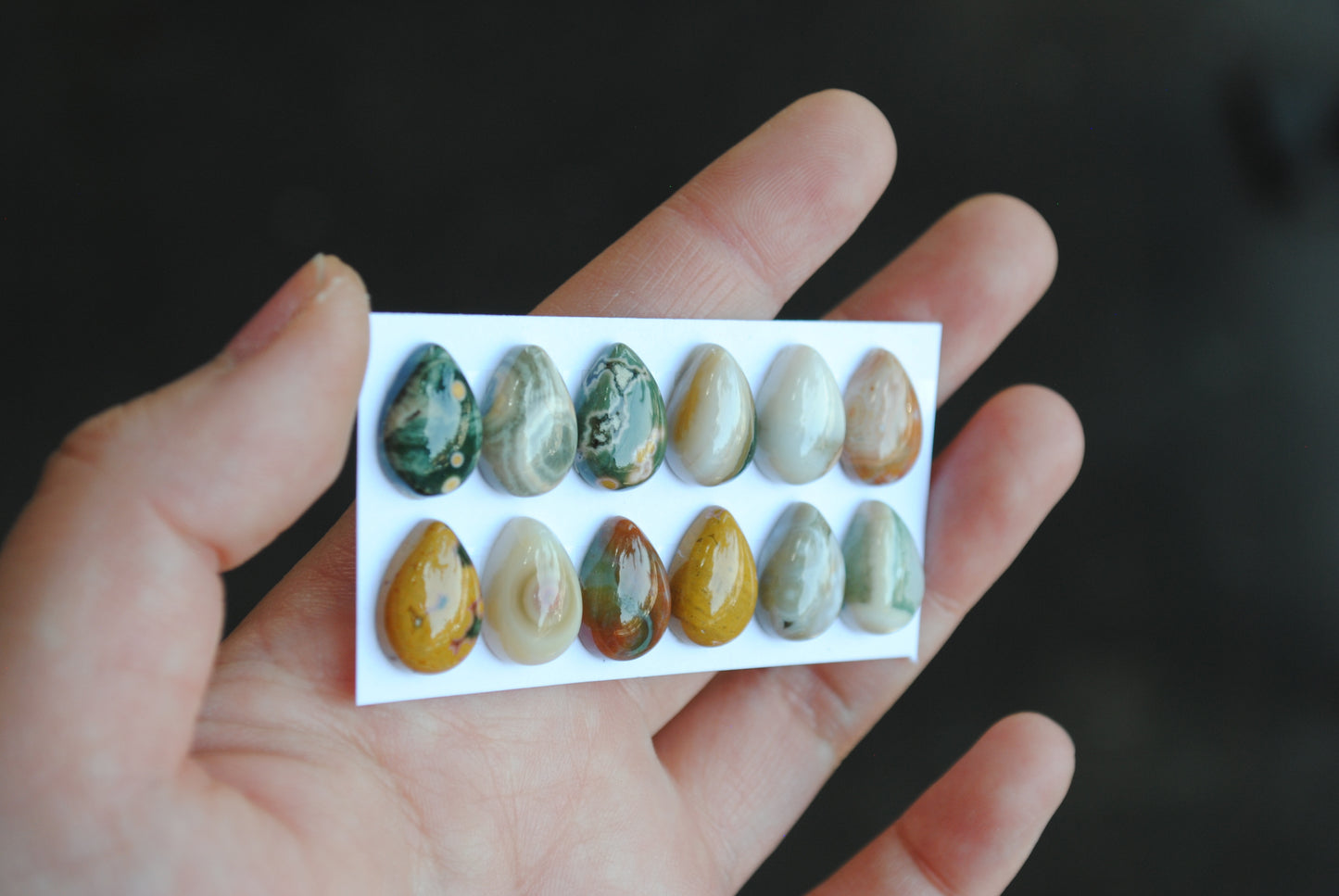 Small Drop Ocean Jasper cabochons