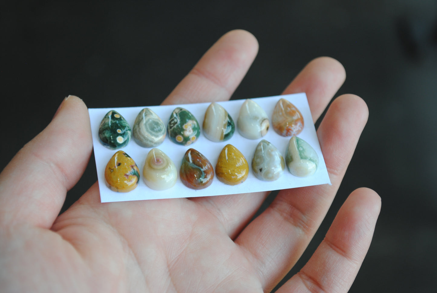 Small Drop Ocean Jasper cabochons