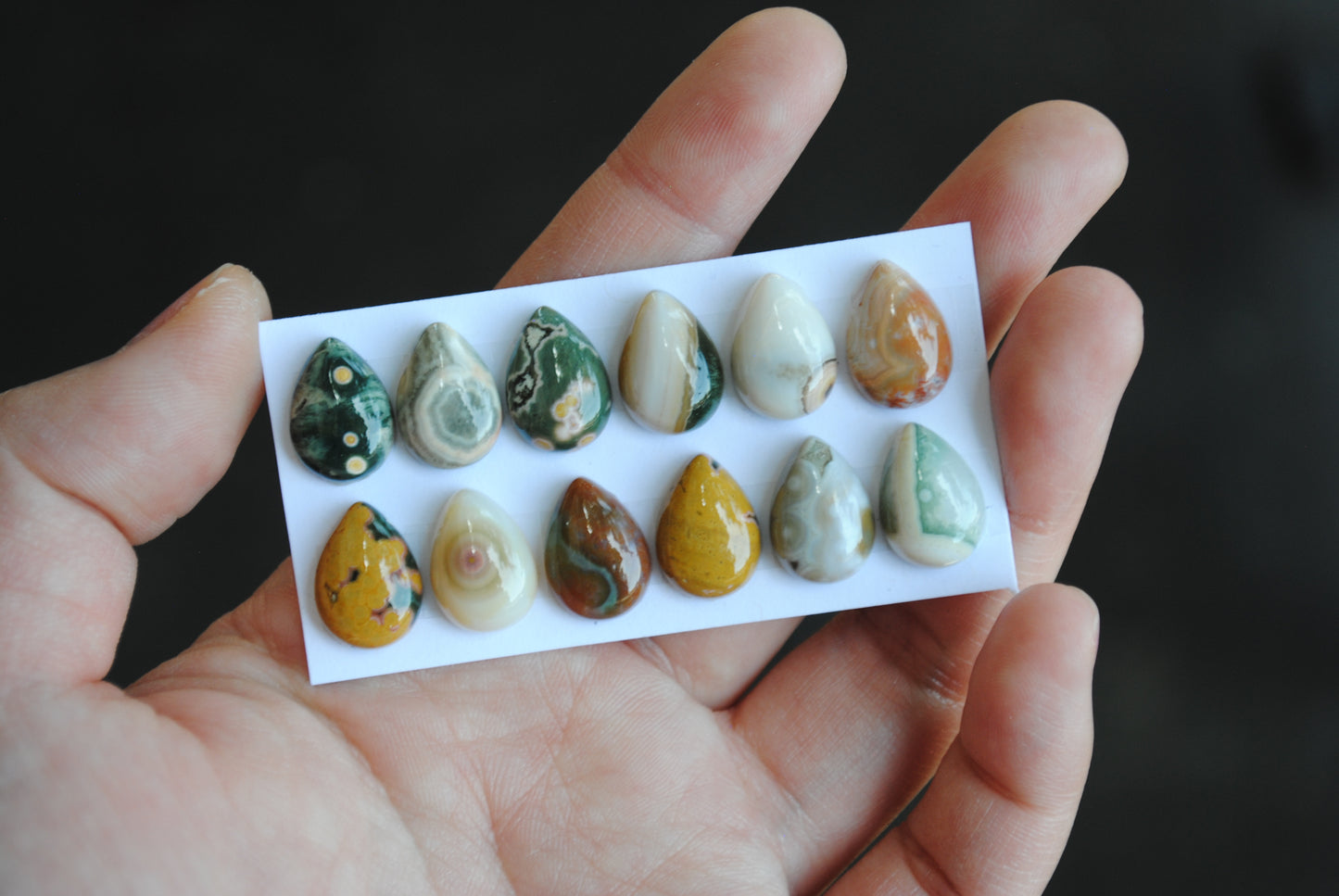 Small Drop Ocean Jasper cabochons