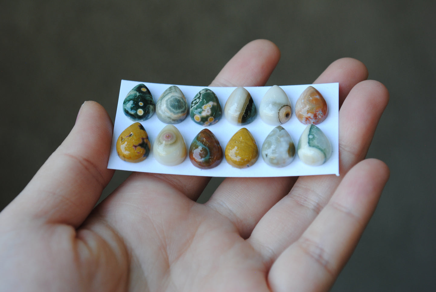 Small Drop Ocean Jasper cabochons