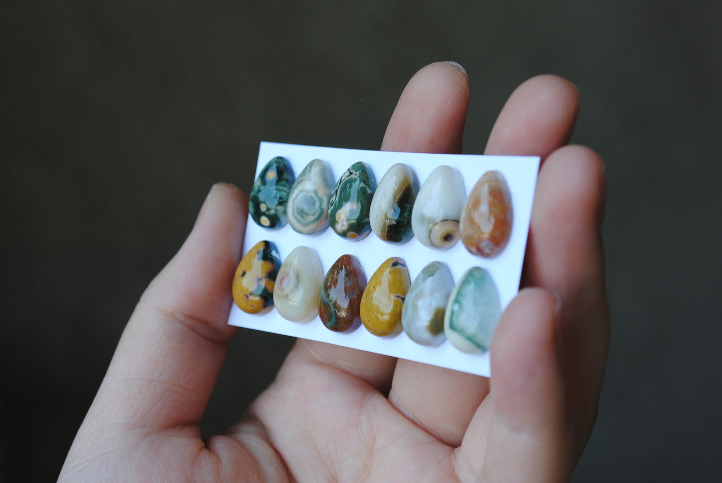 Small Drop Ocean Jasper cabochons