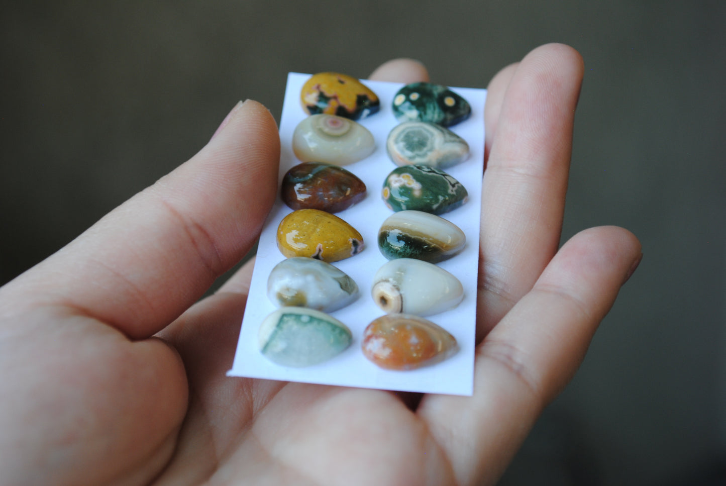 Small Drop Ocean Jasper cabochons
