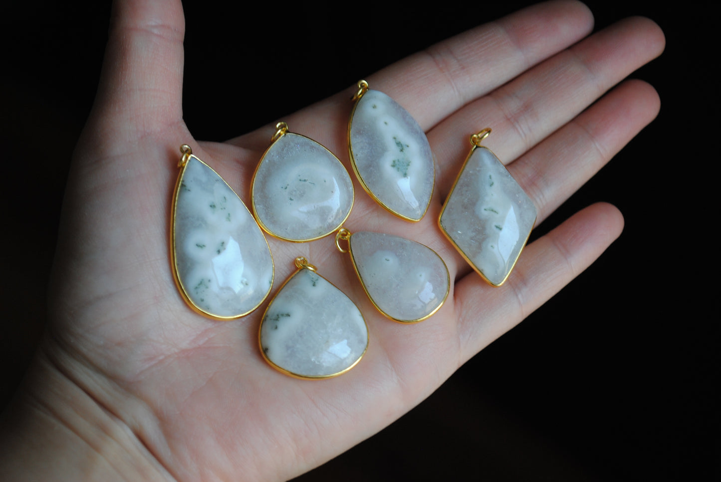 Solar Quartz gold plated pendants
