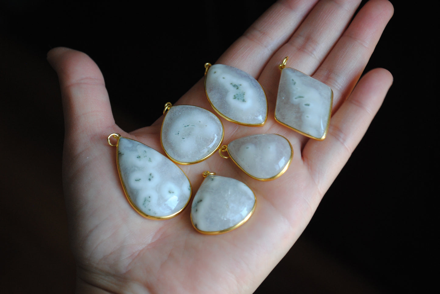 Solar Quartz gold plated pendants