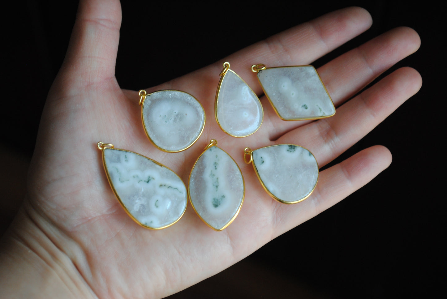 Solar Quartz gold plated pendants