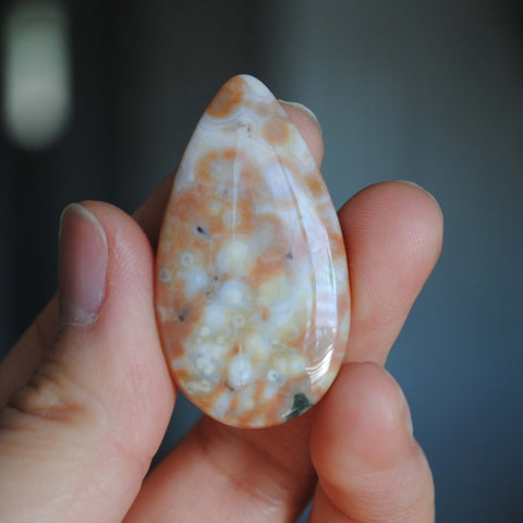 40 x 22mm drop Ocean Jasper cabochon