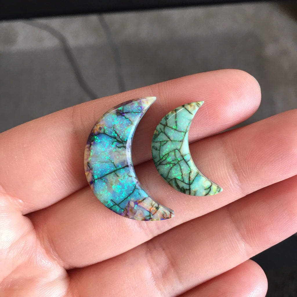 Monarch Opal crescent cabochons