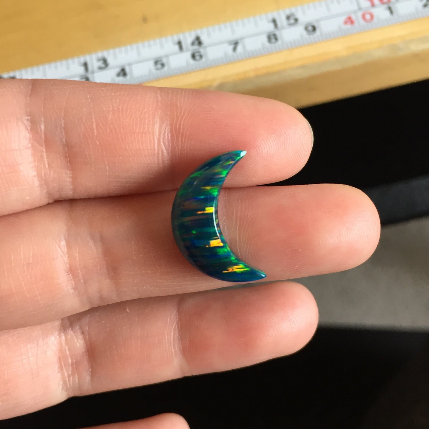 Aura opal crescent cabochon