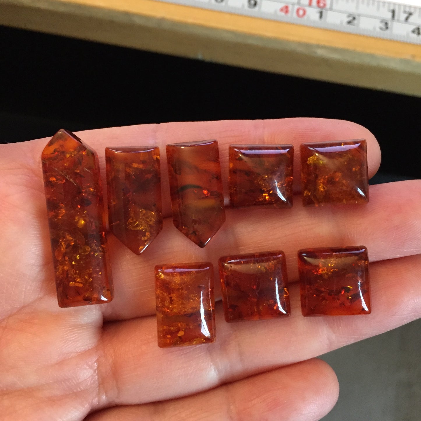 Amber cabochons