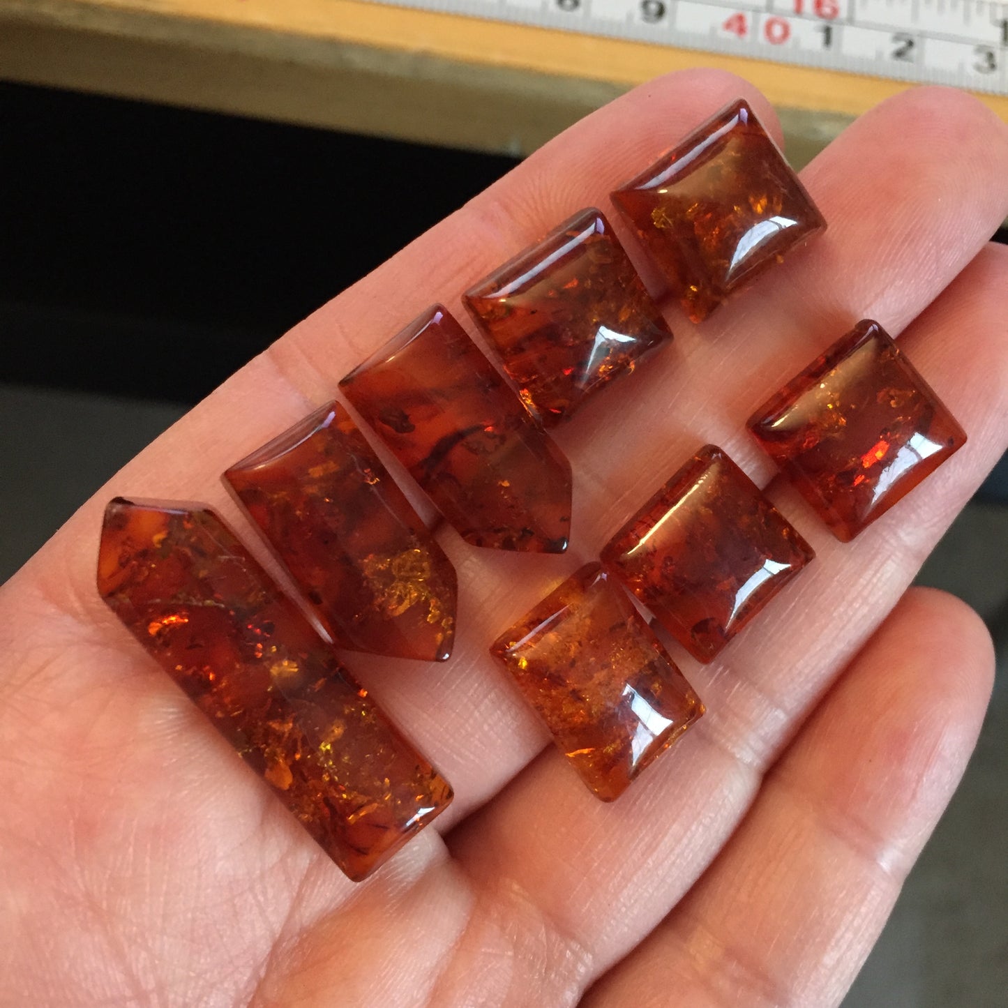 Amber cabochons