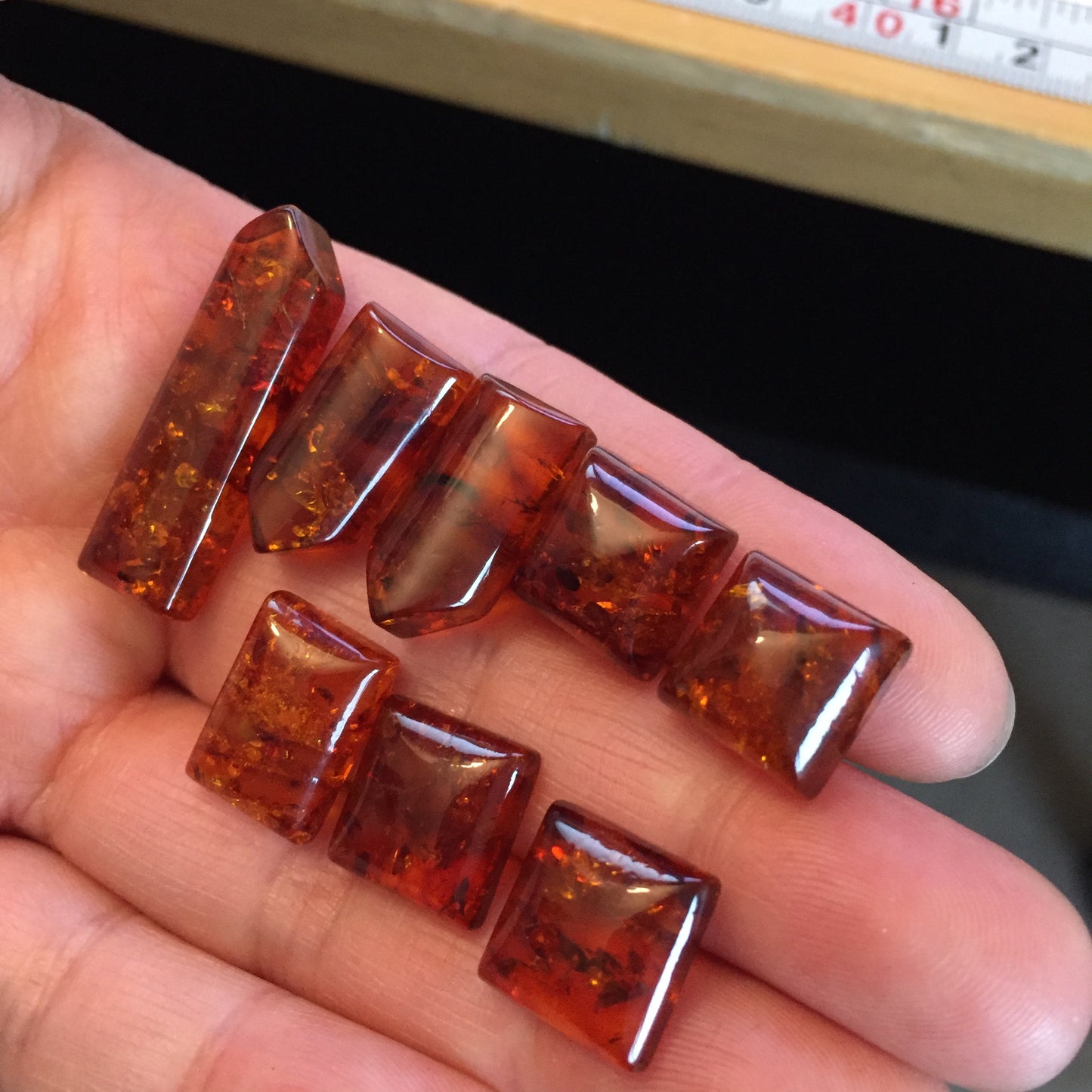 Amber cabochons