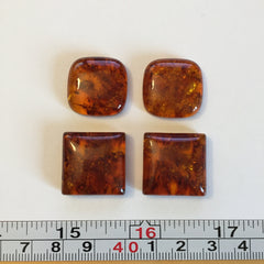 Amber square cabochons