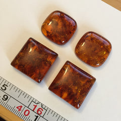 Amber square cabochons