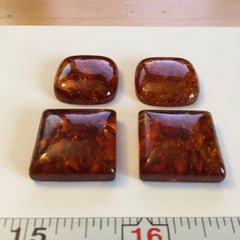 Amber square cabochons