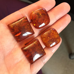 Amber square cabochons