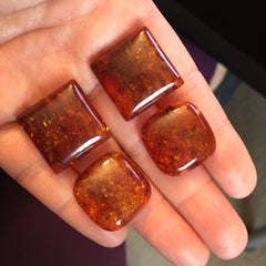 Amber square cabochons